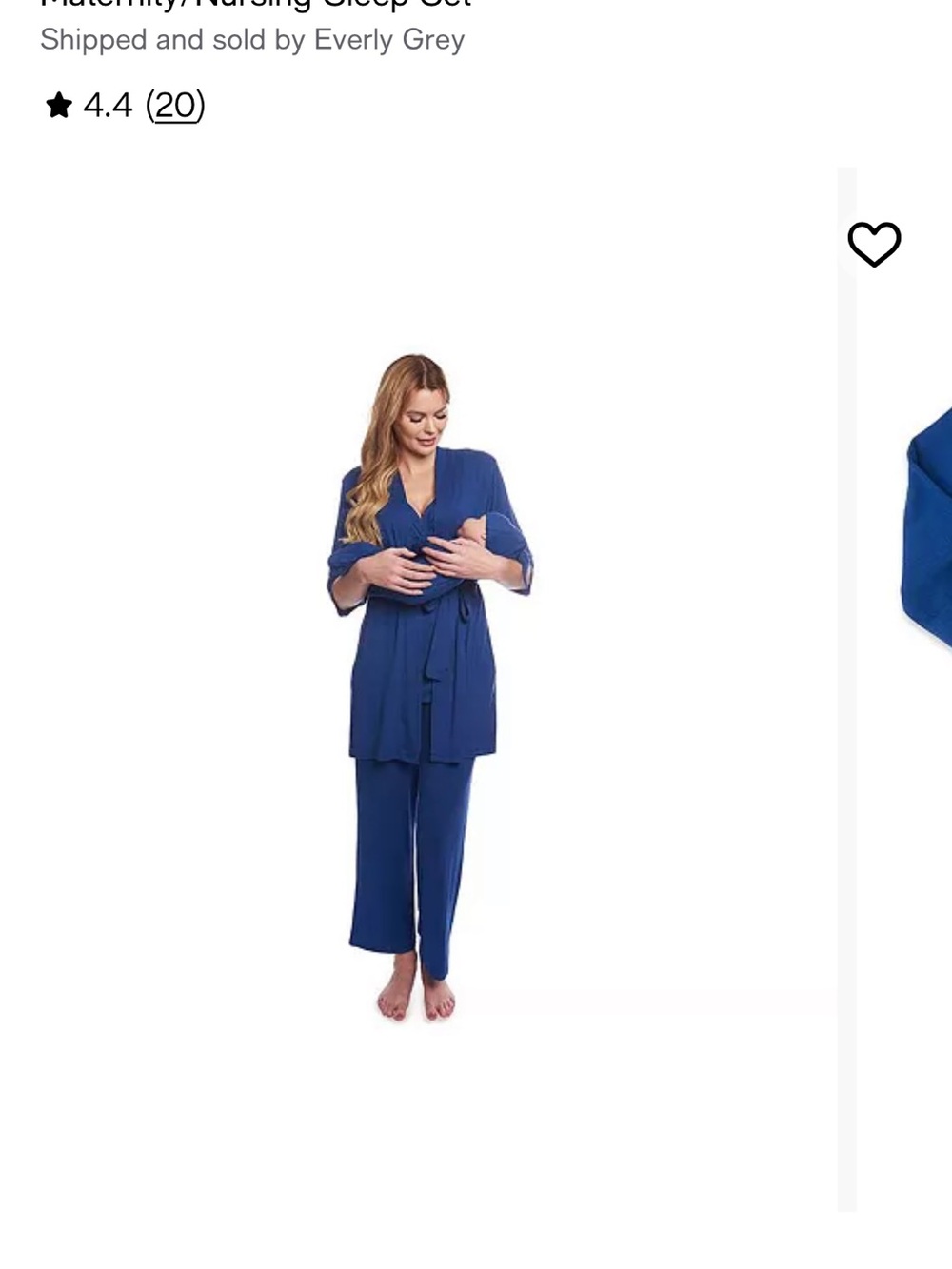 Everly Grey Women’s Nursing 5 Piece  Pajama Set in Denim Blue